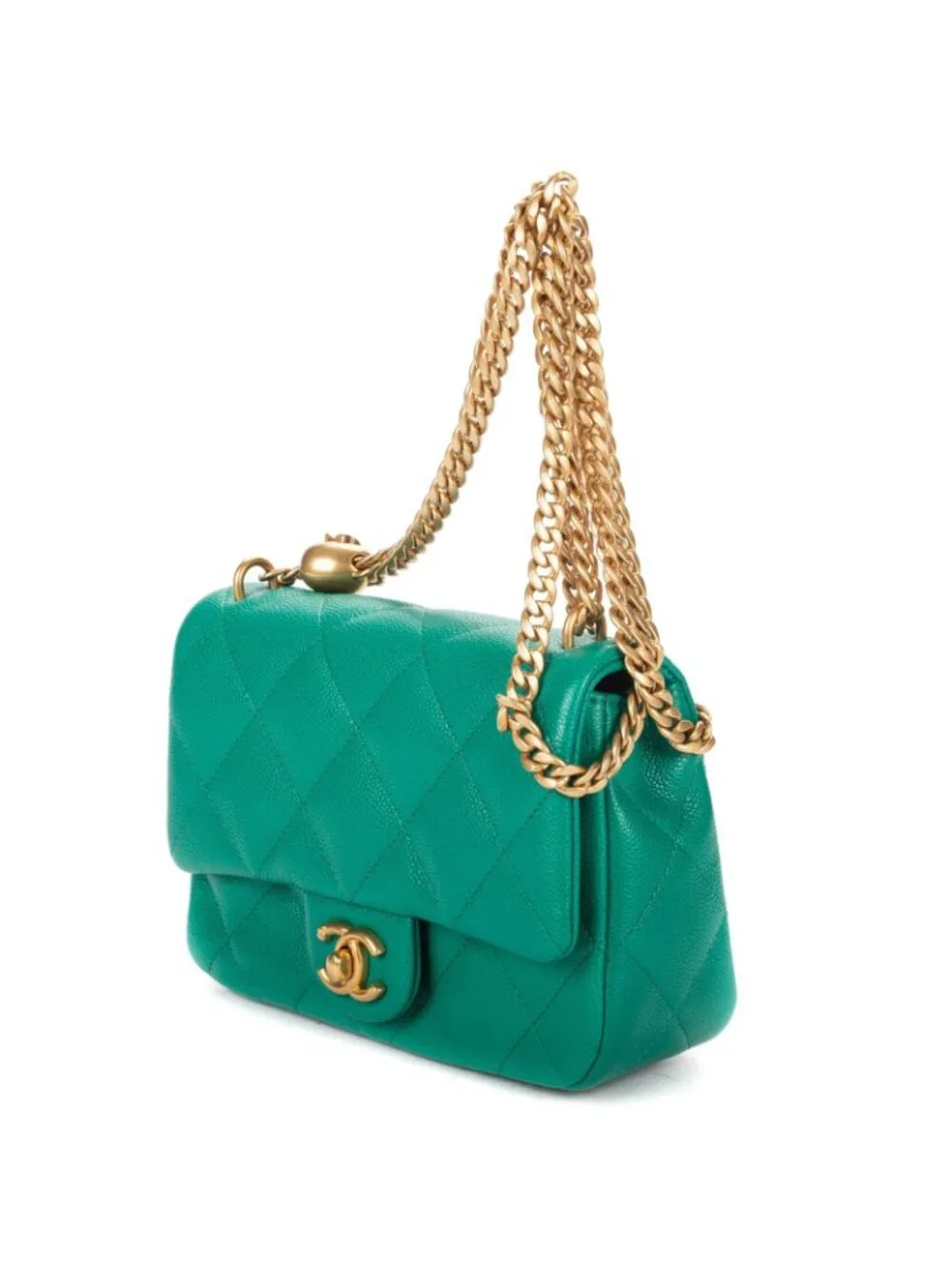 Chanel Mini Sweetheart Crush Flap Bag Green Quilted Caviar Leather